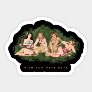 Hula Girls Wishing You Were Here Sticker